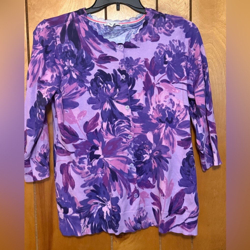 Isaac Mizrahi Purple Floral Cardigan